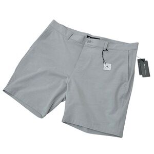 Travis Mathew Tech Chino Shorts 8” SLEET Gray Solid NWT Golf Active Casual SZ 40